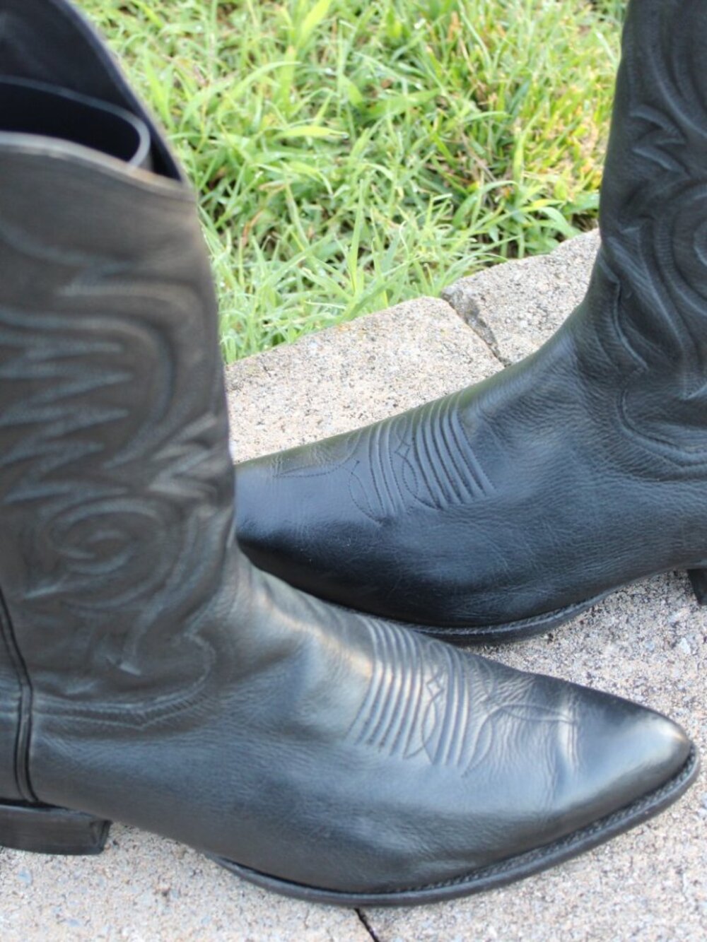 Sanders black calfskin Men's Western Cowboy Boots Size 9D